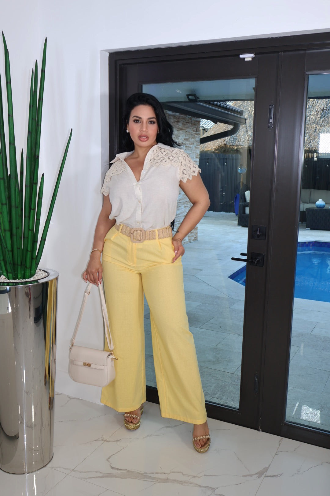 Beig croché top
