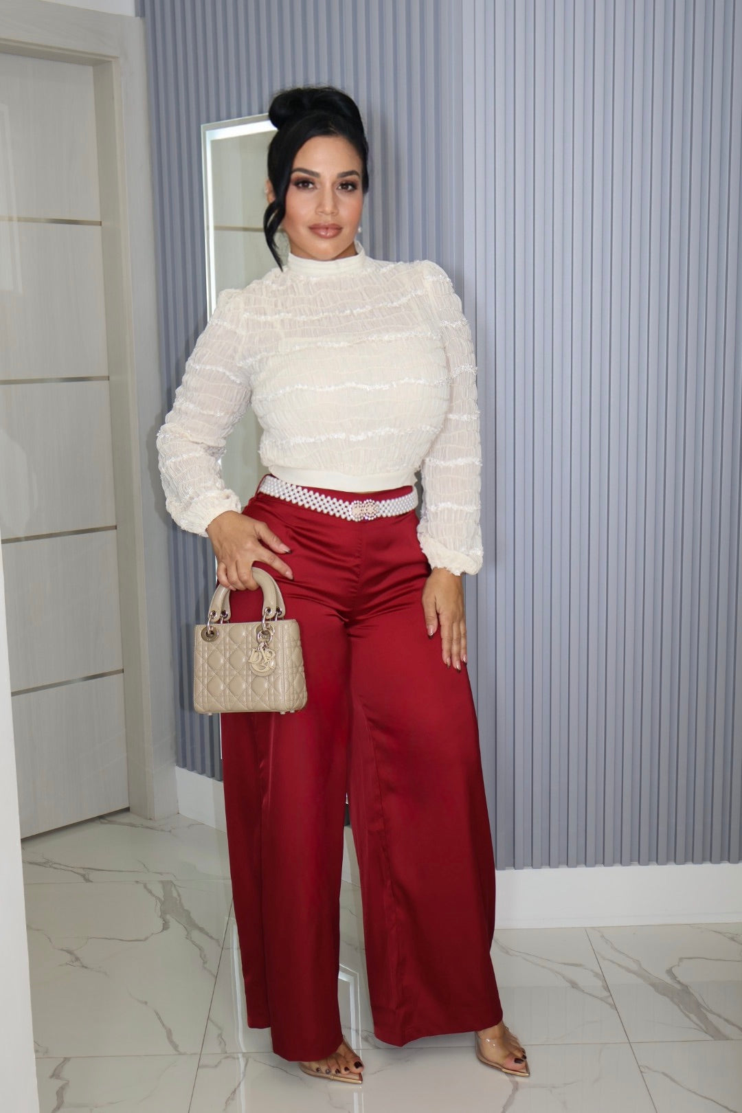 Beig luxe top