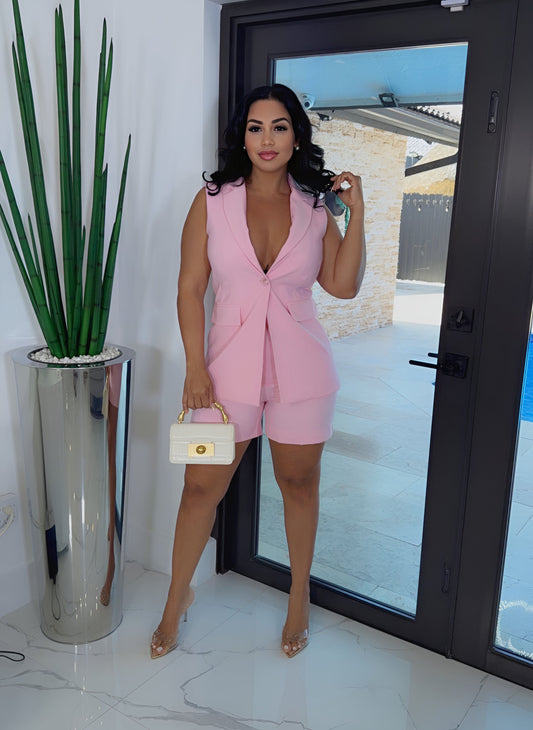 Pink short set