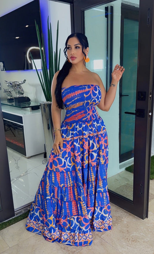 Strapless colorfull dress