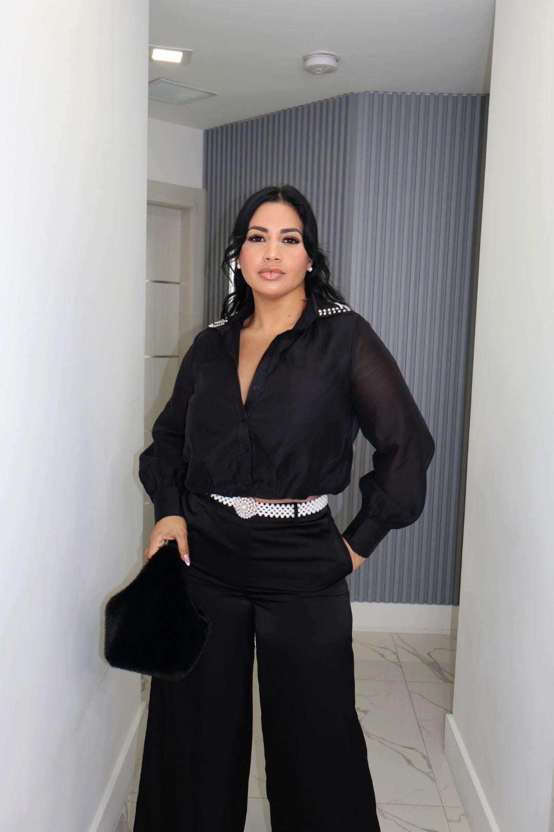 Pearl black blouse