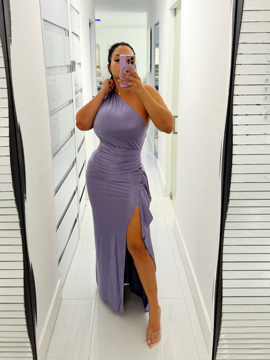 Lilac satin dress