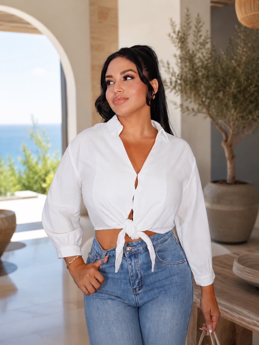 White line blouse