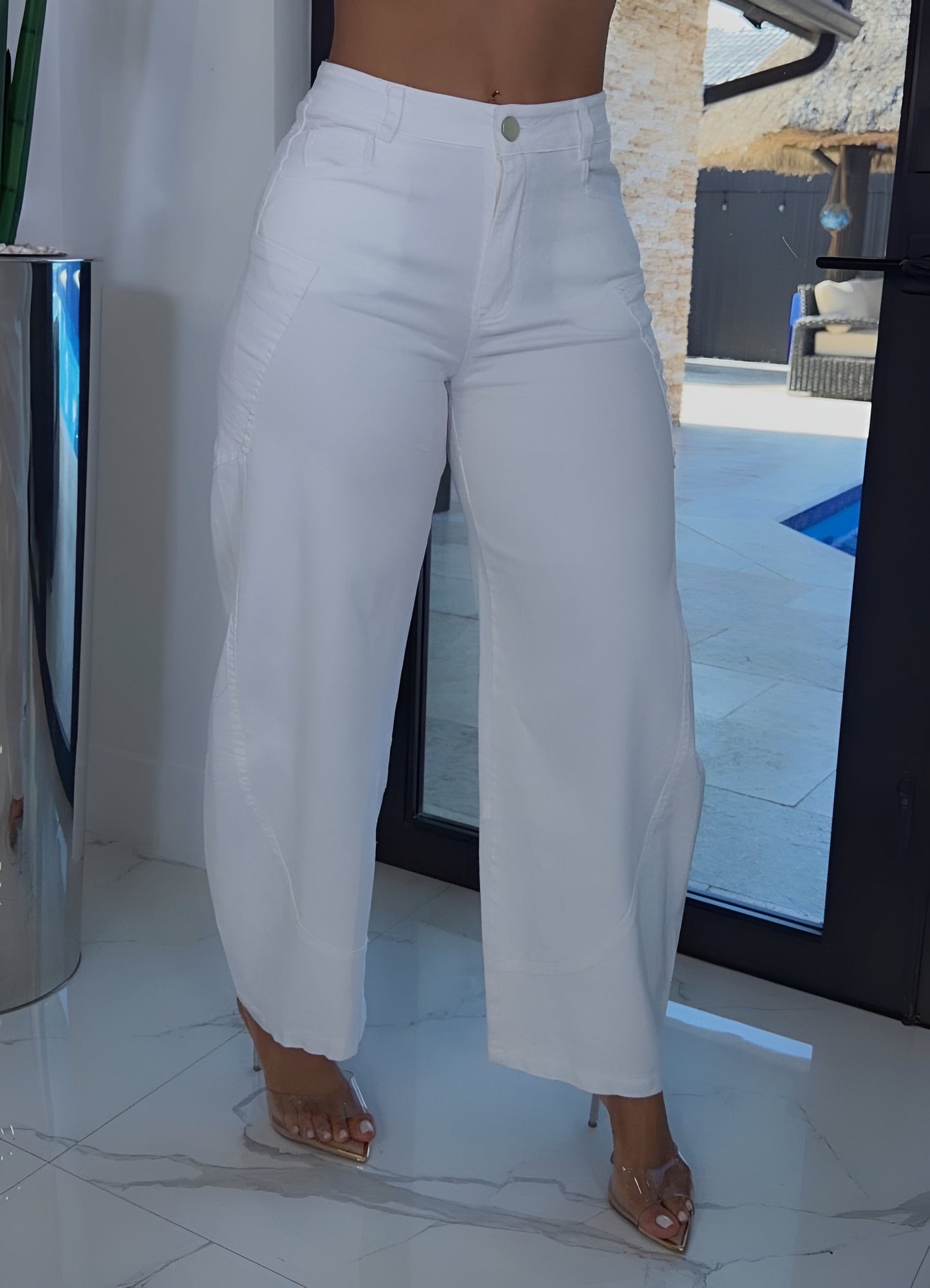 Stretch white jeans