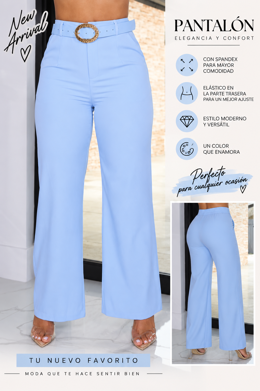 Sky Blue Wide Leg Pants